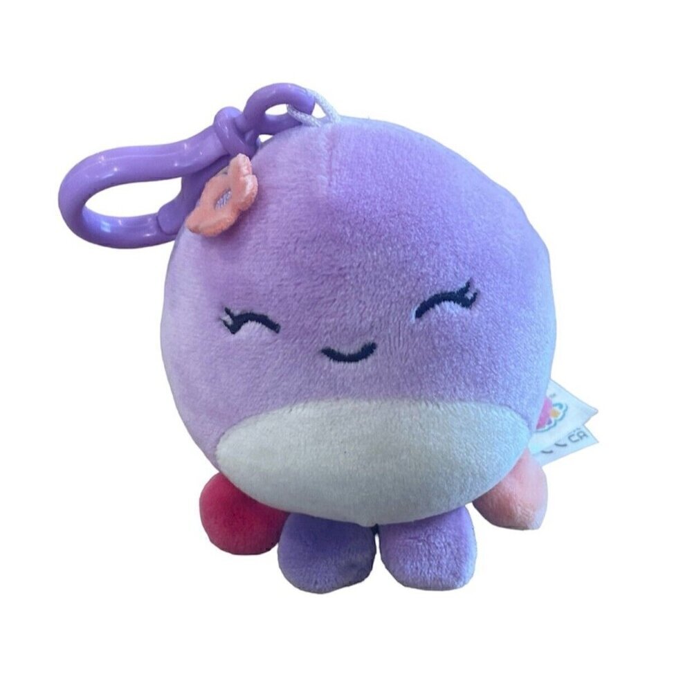 Squishmallows Beula - Purple Octopus w/Multicolored Tentacles 3.5" Clip-On Plush